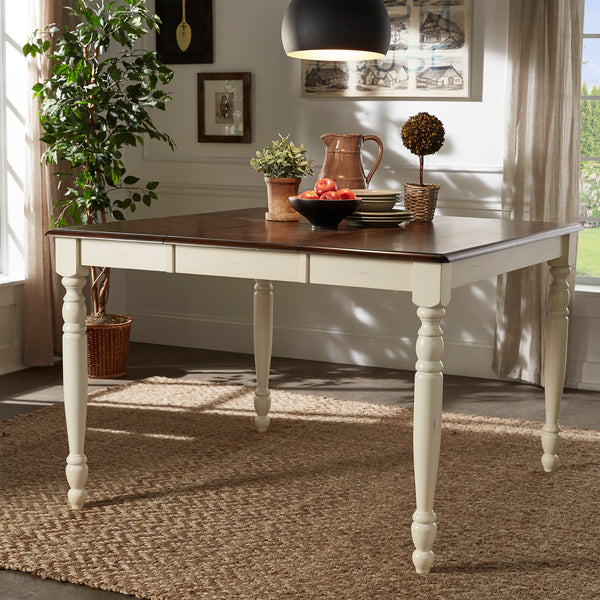 Two-Tone Extending Counter Height Dining Table - Antique White Finish with Cherry Top