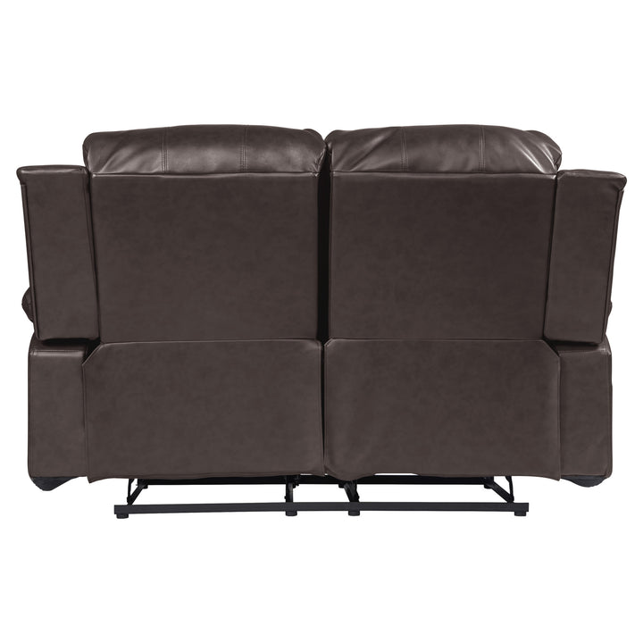 Cranley Brown Bonded Leather Double Reclining Loveseat