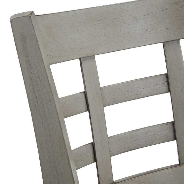 Window Back 29"H Swivel Bar Stool - Antique Gray Finish, Gray Linen