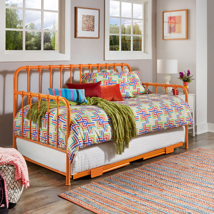 Orange Finish Daybed With Lift-Up Trundle - Orange - Orange