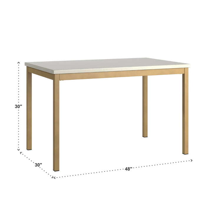 4-Person 48" Wide Faux Marble Top Dining Table - Gold Finish with White Faux Marble