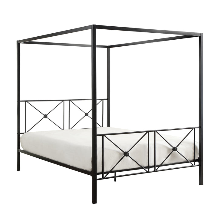 Queen Size Canopy Metal Bed, Sq Post, 3A