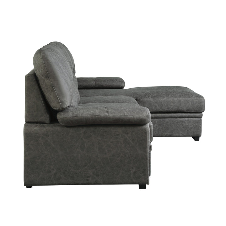 2-Piece Sectional with Pull-out Bed and Chaise with Hidden Storage