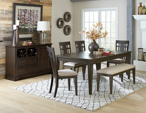 Dark Brown Finish Dining Table 60"-78" with Leaf