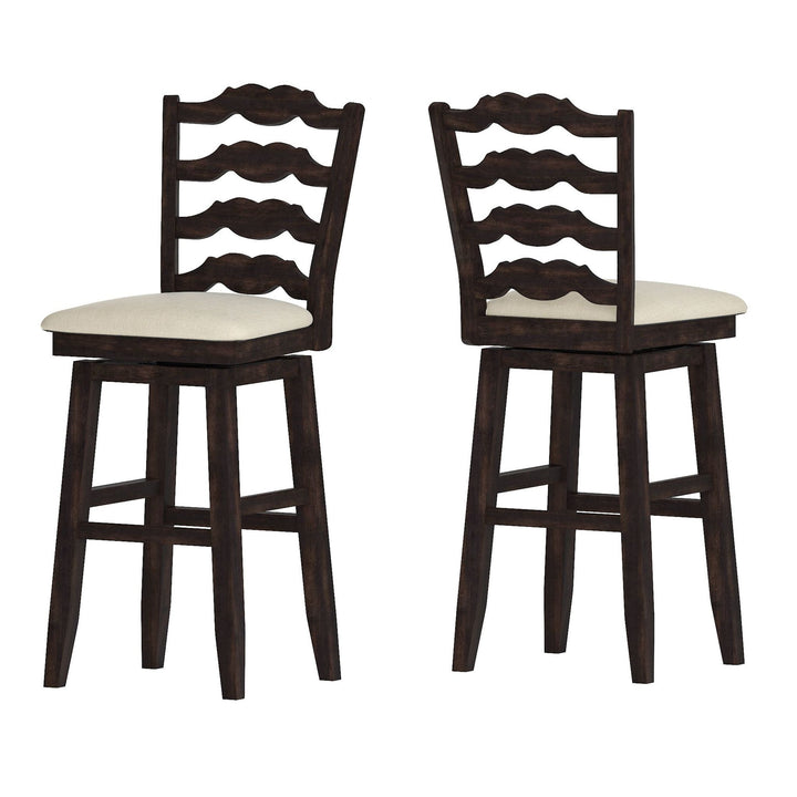 French Ladder Back Swivel Bar Stool - Antique Black Finish