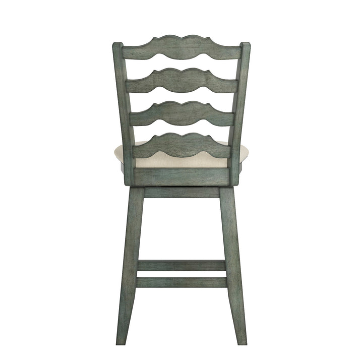 French Ladder Back Counter Height Swivel Stool - Antique Sage Finish