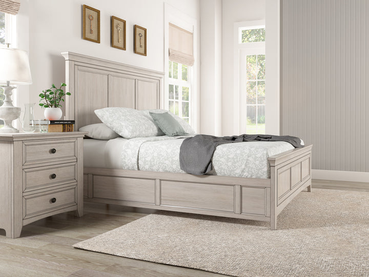 Wood Panel Bed - Antique White, Queen