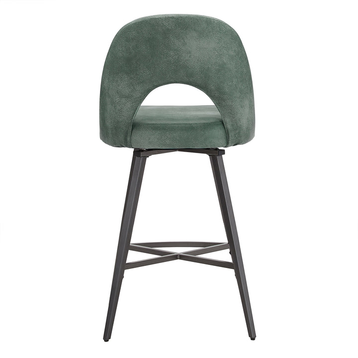 Metal Swivel Stools (Set of 2) - Teal PU Leather, 24" Counter Height