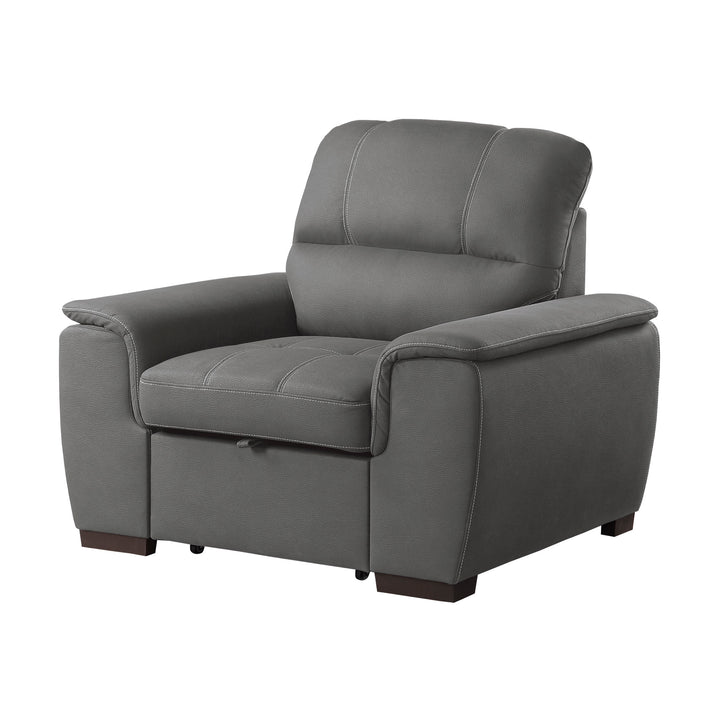 Chair with Pull-Out Ottoman, Grey 100% Polyetser