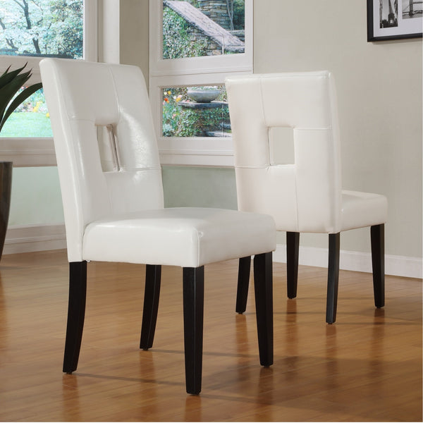 Keyhole Back Dining Chairs (Set of 2) - White Faux Leather
