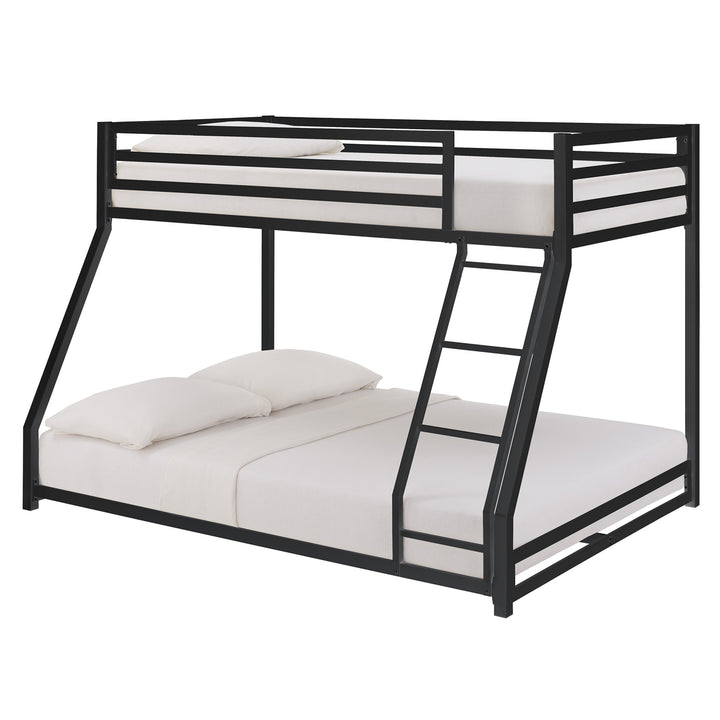 Black Finish Metal Twin Full Bunk Bed - Black, Twin over Full - Black, Twin over Full