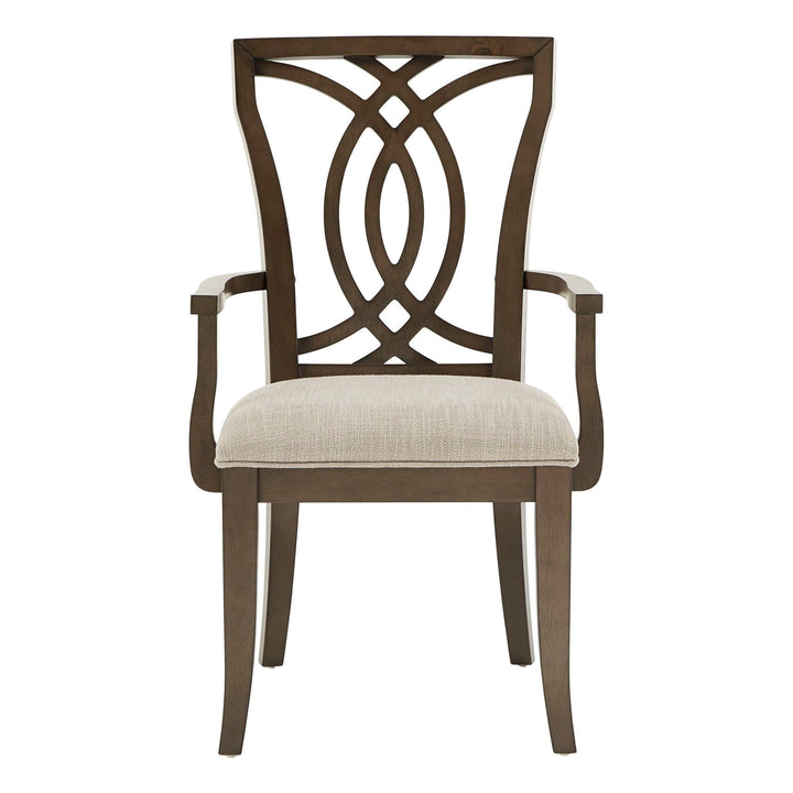 Dark Walnut Finish and Fabric Dining Chairs (Set of 2) - Arm Chair