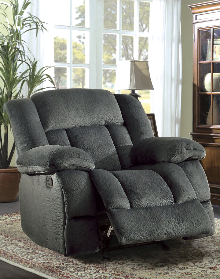 Laurelton Charcoal Textured Plush Microfiber Glider Reclining Chair