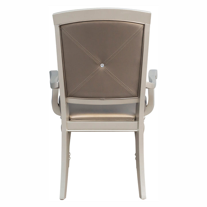 Set Of 2, Arm Chair, Pearl Silver P/U, Button Back