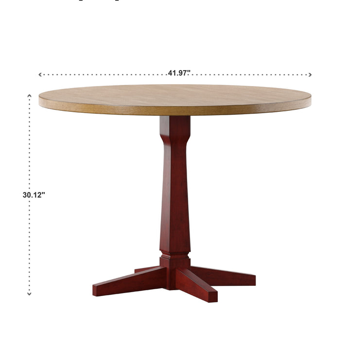 Round Two-Tone Dining Table - Antique Berry Red