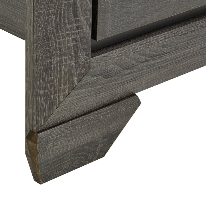 Transitional Gray Wood Panel Bed - Gray/Dark Gray, Full