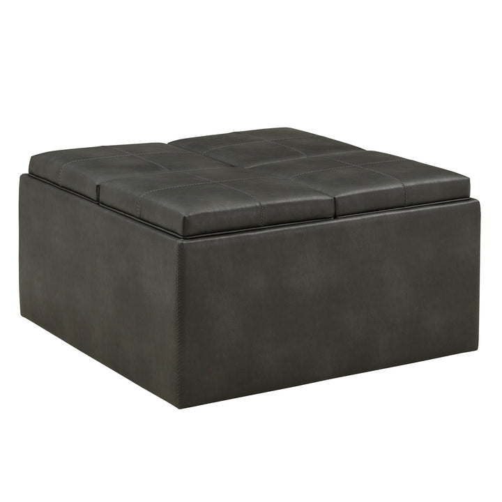 Storage Ottoman - Gray Faux Leather