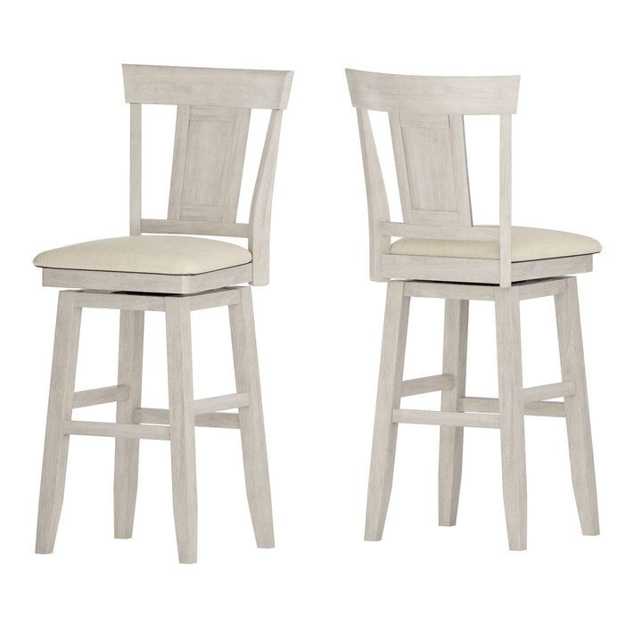Panel Back Wood Swivel Bar Stool - Antique White Finish