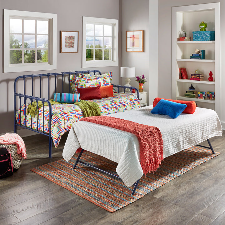 Navy Blue Finish Daybed With Lift-Up Trundle - Navy Blue - Navy Blue