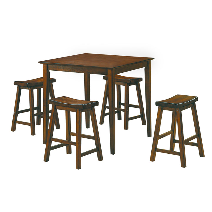 Saddleback Warm Cherry Finish 5Pc Pack Counter Height Set