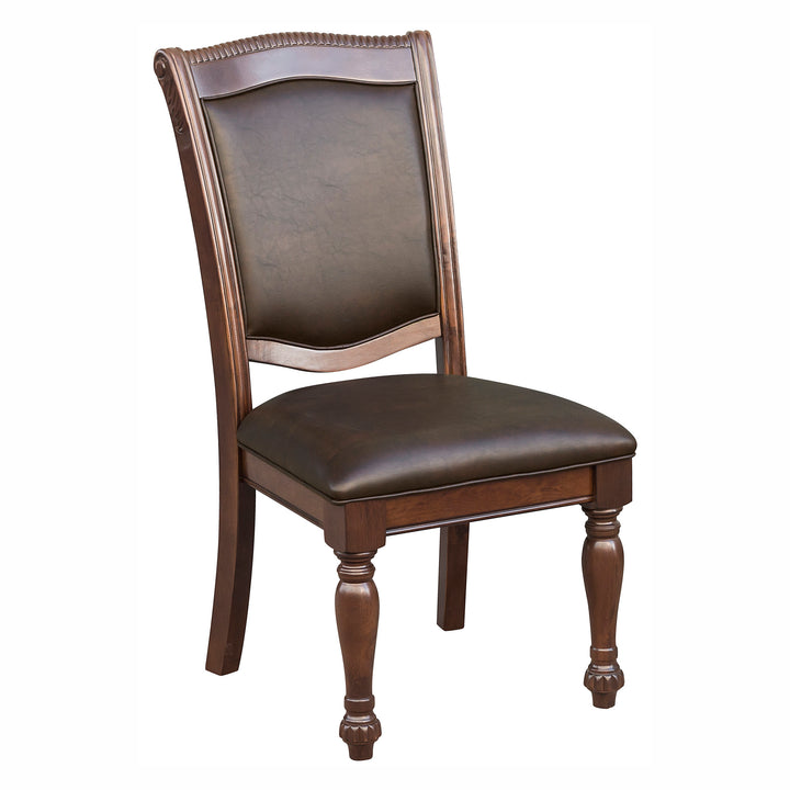 Set Of 2, Brown Pu Side Chair