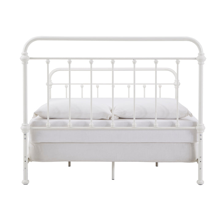 Antique Graceful Victorian Iron Metal Bed - Antique White, Queen