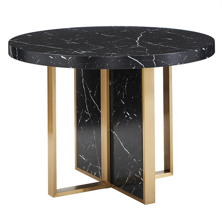 43" Wide Faux Marble Round Dining Table - Black