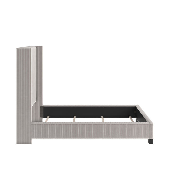 Wingback Upholstered Bed - Light Dove Gray, Full