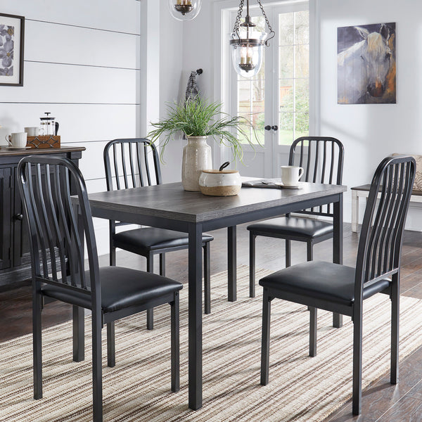 Black Metal 5-Piece Dining Set