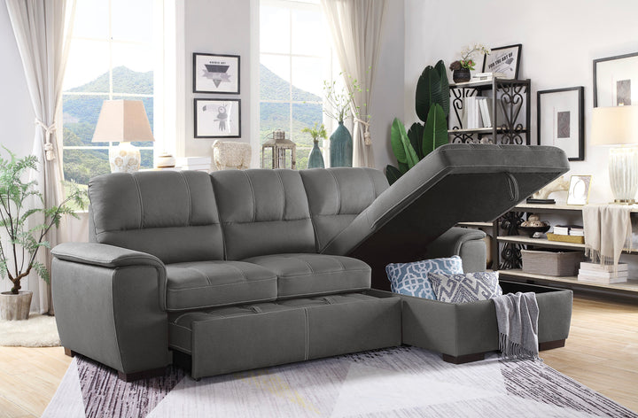 2-Piece Sectional with Pull-out Bed and Right Chaise with Hidden Storage