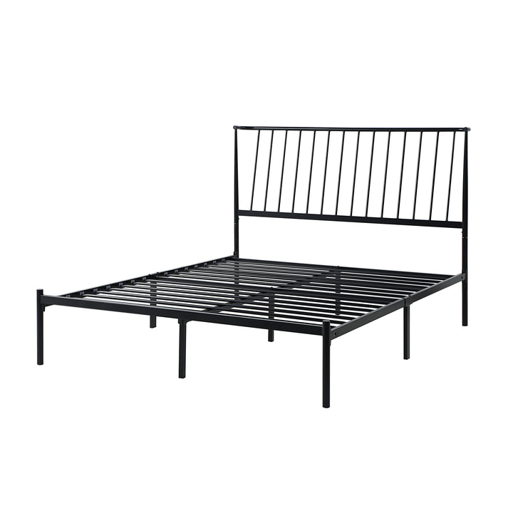 Metal Platform Bed with Curved Metal Headboard - Black Finish, Queen (Queen Size)