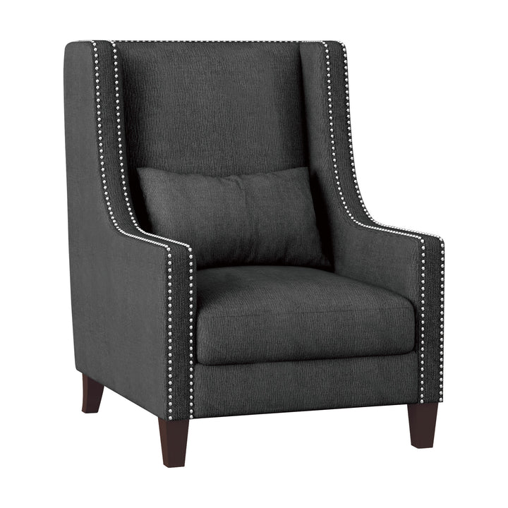 Accent Chair with Kidney Pillow, Dark Grey 100% Polyester