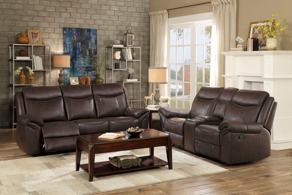 Double Reclining Sofa with Center Drop-Down Cup Holders, Receptacles, Hidden Drawer & Usb Ports