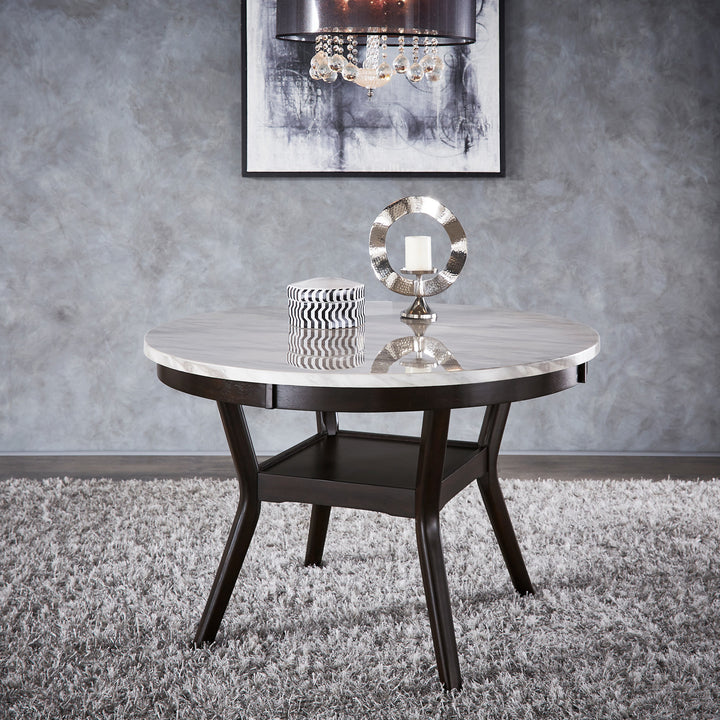 White Faux Marble Round Table - 48" Dining Table