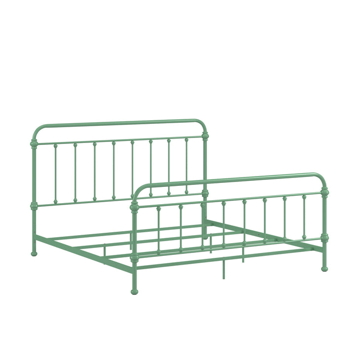 Antique Graceful Victorian Iron Metal Bed - Green Meadow, King