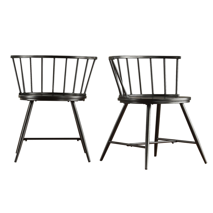 Walnut Finish Round 5-Piece Dining Set - Low Back Chairs