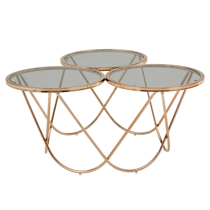 Champagne Gold Finish Coffee Table with Smoked Glass Top