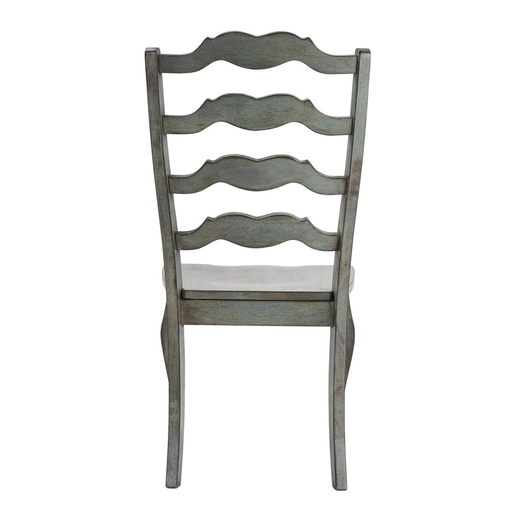 French Ladder Back Wood Dining Chairs (Set of 2) - Antique Sage Green