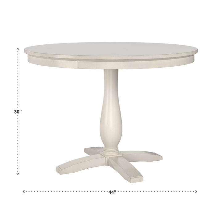 44" Round Pedestal Dining Table  - White Finish