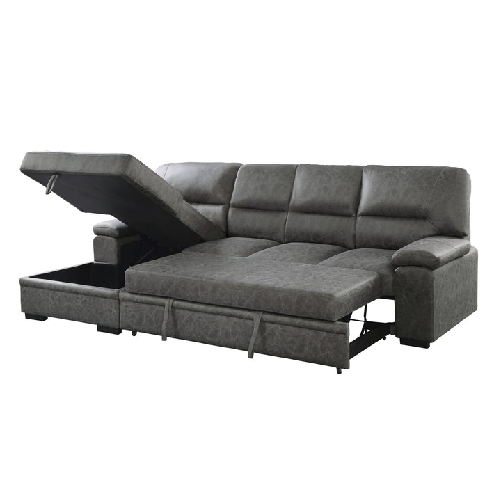 2-Piece Sectional with Pull-out Bed and Chaise with Hidden Storage