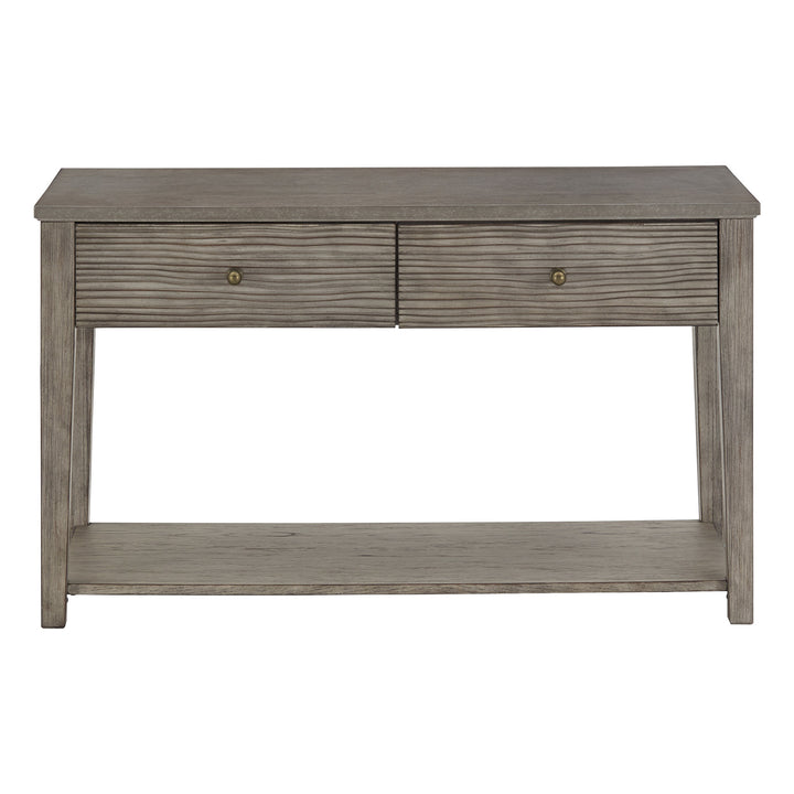 Antique Gray Finish Gray Fiber Cement Table with Self - Sofa Table