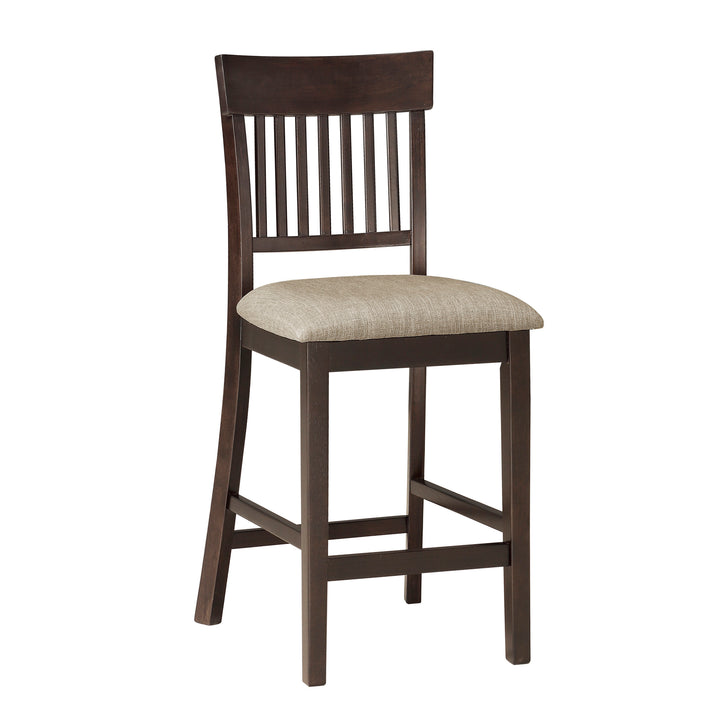 Set Of 2, Counter Height Chair - Slat Back, Dark Brown