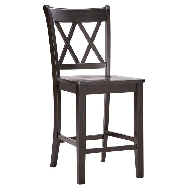 Double X-Back Counter Height Chairs (Set of 2) - Antique Black Finish