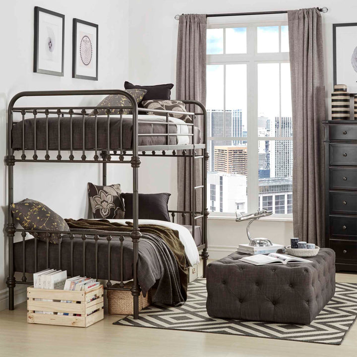 Antique Dark Bronze Iron Metal Bunk Bed