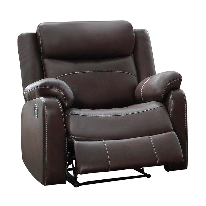 Lay Flat Reclining Chair, Dark Brown Polished Microfiber