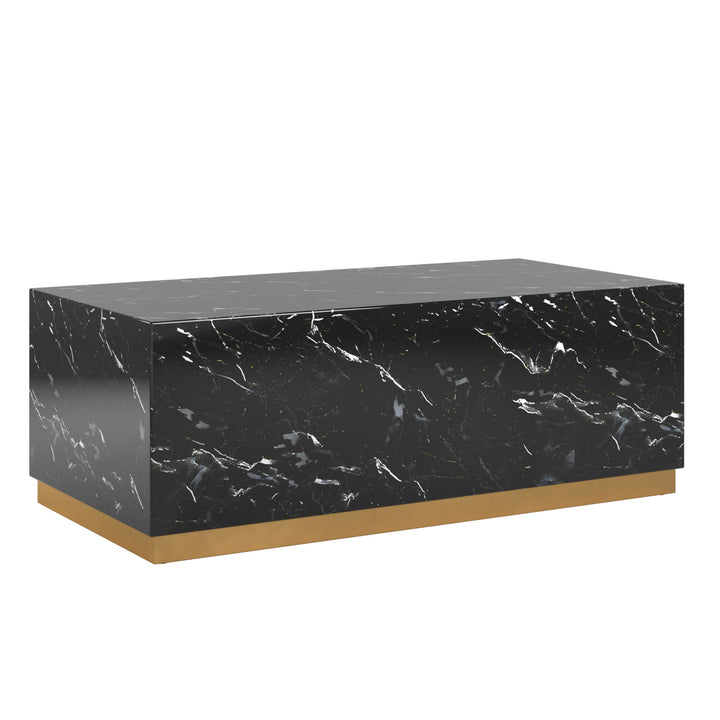 Faux Marble Coffee Table with Casters - Black, Large Rectangular