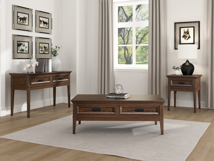 Sofa Table W/Drawers - Brown Cherry Finish - Brown Cherry Finish