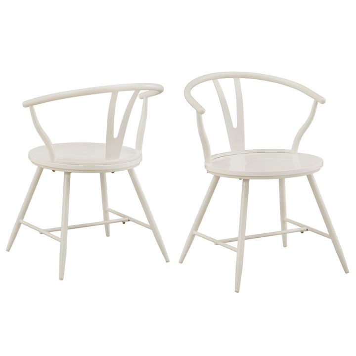 Wishbone Back Metal Side Chair with Wood Seat (Set of 2)