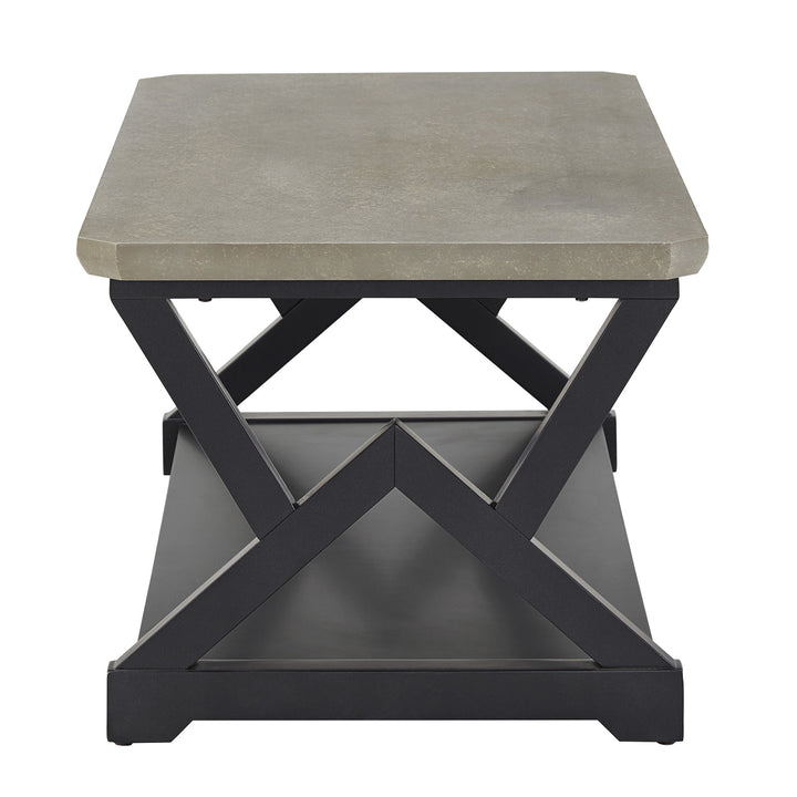 Black Finish Light Gray Fiber Cement Top Table - Coffee Table