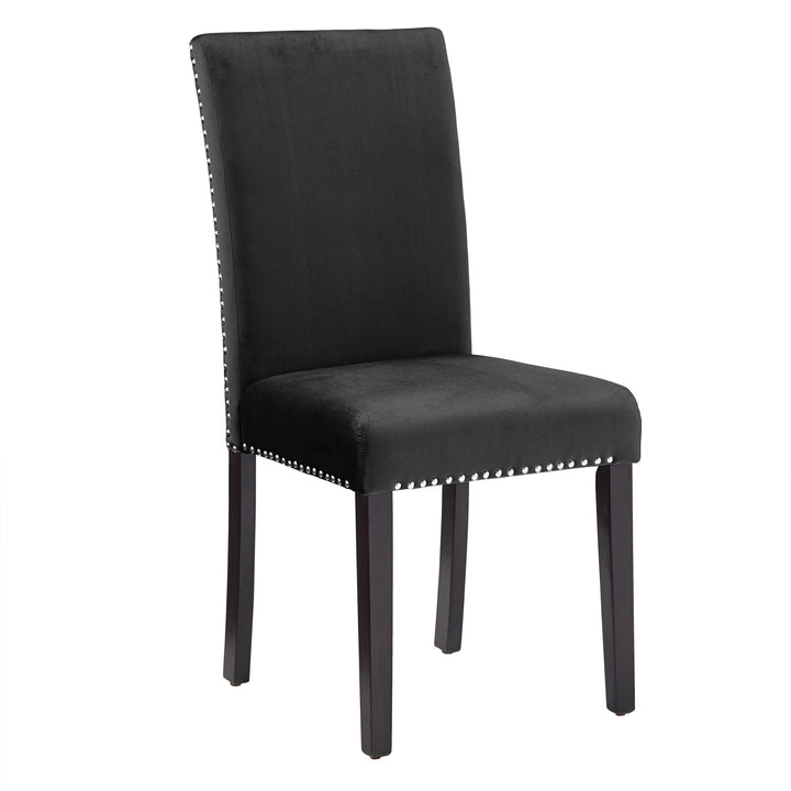 Nailhead Velvet Upholstered Chairs (Set of 2) - Side Dining Chair, Black